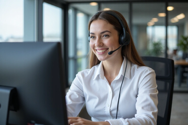 Customer service representative assisting a client