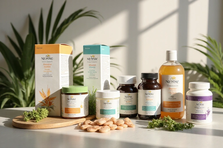 Natural supplements and cosmetics on display